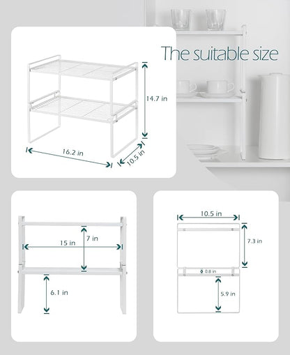 2Pack Kitchen Cabinet Shelf Counter Organizer Rack Pantry Storage Bathroom - Image 3