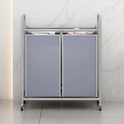 SUOERNUO Laundry Sorter Basket 2 Bag Laundry Hamper Cart - Image 3