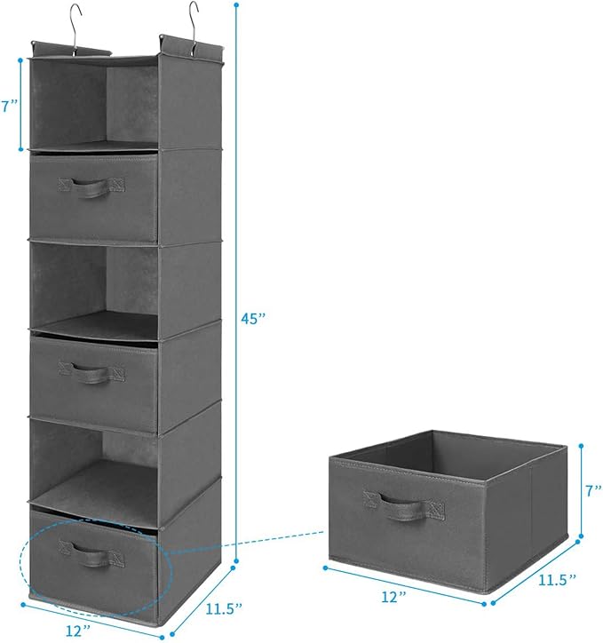 MAX Houser 6 Tier Shelf Hanging Closet Organizer, Closet Hanging Shelf - Image 3