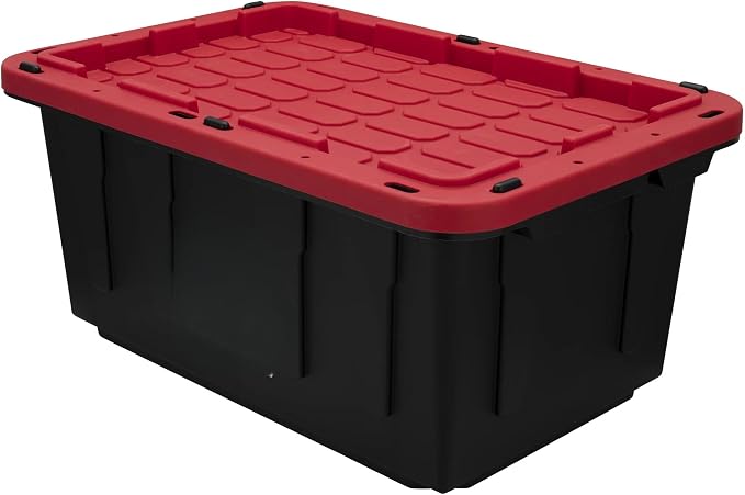 Black and Red Storage Bin, 17 Gallon Plastic Storage Container - Image 5