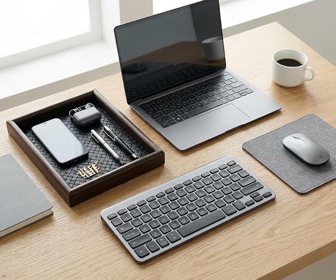 Wooden Valet Tray with Leather Base - Image 4