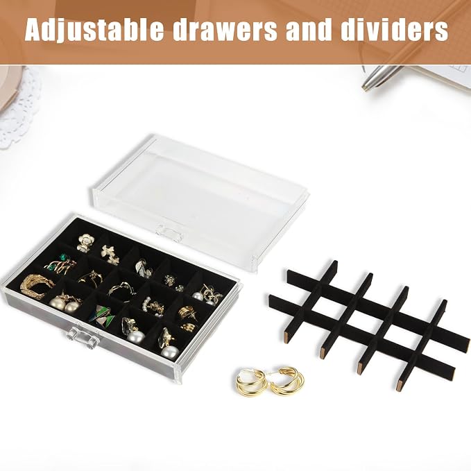 5 Drawers Clear Jewelry Box for Women and Girls, Acrylic Earring Holder - Image 5