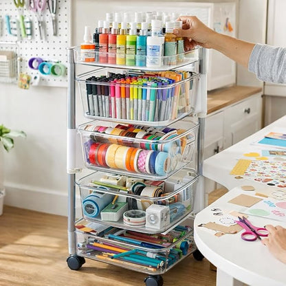 OnDisplay 360° Rotating Clear Storage Trolley – Multi-Tier Rolling Acrylic - Image 3