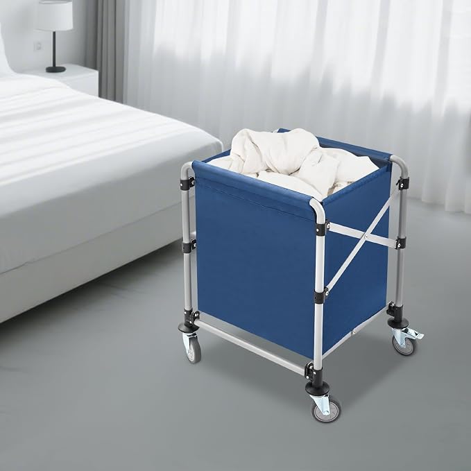 Commercial Laundry Cart with Wheels, Folding Laundry Hamper Cart, Heavy Duty - Image 7
