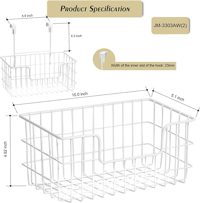 JUNCHU CHERRY Wire Storage Basket 2 Packs, Wall Mounted Kitchen Bathroom - Image 3