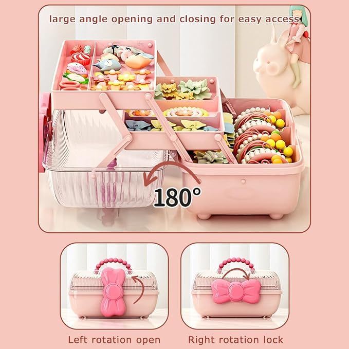 Cute Girls Hair Accessories Storage Box Bow Switch Organizer Box Jewelry Box - Image 3