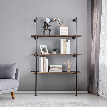 LIANTRAL Industrial Wall Mount Iron Pipe Shelf, DIY Open Bookshelf, Retro - Image 7