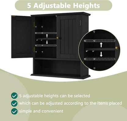 Smuxee Black Wall Cabinet, 2-Door Medicine Cabinet - Image 4