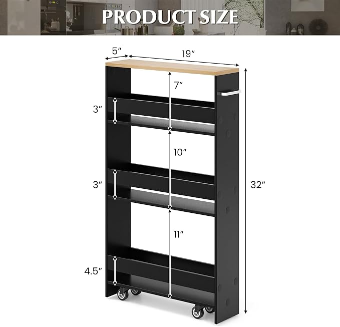LOKO Slim Storage Cart, 4-Tier Rolling Cart - Image 4