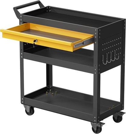 3 Tier Rolling Tool Cart on Wheels, Heavy Duty Utility Cart, Work Cart - Image 8