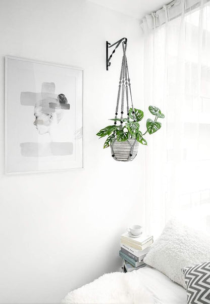 Mkono Macrame Plant Hanger Indoor 35 Inch Hanging Planter Basket Grey 1Pc | - Image 7