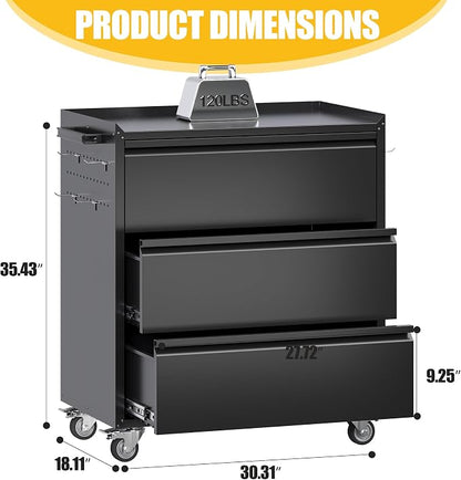 Aobabo Metal Storage Cabinet on Wheels, - Image 3