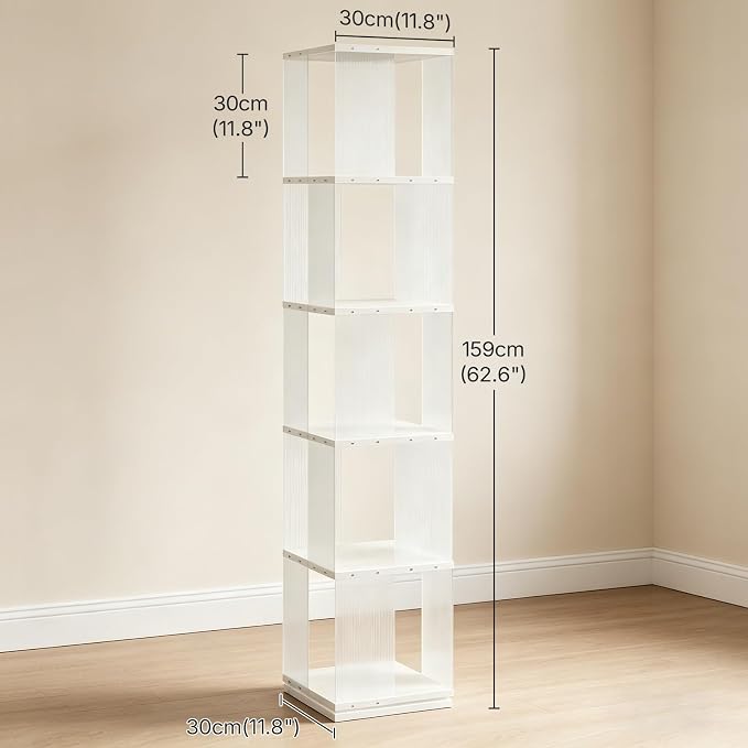 YATINEY 5-Tier Rotating Bookshelf, 360 Spinning Corner Bookcase Tower, - Image 3