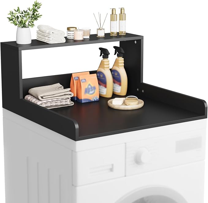 Washer Dryer Countertop with Shelf, 27.5" D x 27.5" W x 12.6" H, Sturdy Wood by Unknown