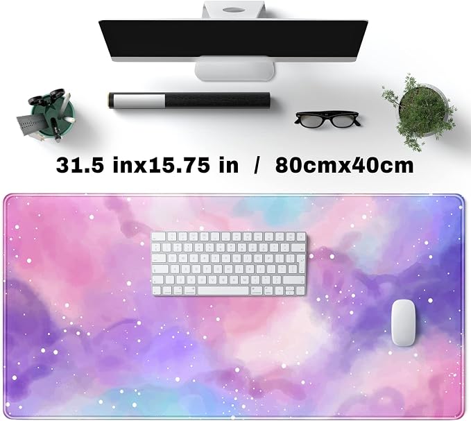 Desk Pad Purple Starry Sky Cute Gaming Mouse Pad Galaxy Gamer Girl Cute Pink - Image 2