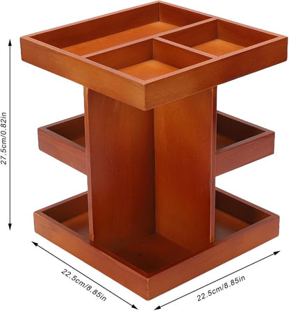 Wooden Rotating Makeup Organizer, 360 Spinning Vanity Makeup Holder Rack - Image 7