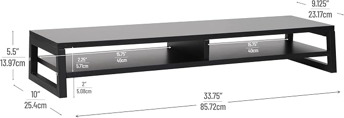 Mind Reader 2-Tier MDF Double Monitor Stand, Dual Screen Riser - Image 3