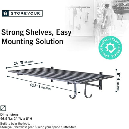StoreYourBoard Heavy Duty Garage Shelf Wall Mount 2ft x 4ft – Wall-Mounted - Image 2