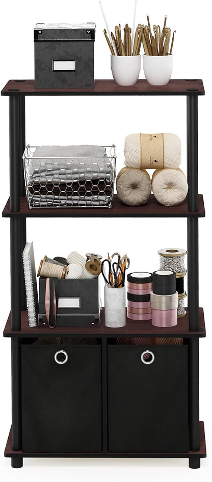 Furinno NW889DC/BK Go Green 4-Tier Multipurpose Storage Rack w/Bins, Dark - Image 4