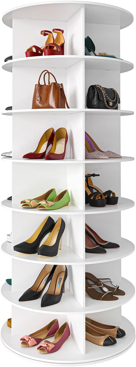 SpaceAid 7 Tier Rotating Shoe Rack Tower, Spinning Shoe Display Lazy Susan by SpaceAid