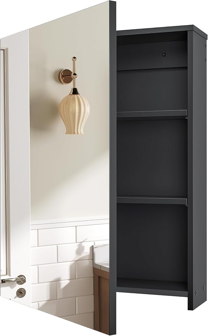Bathroom Medicine Mirror Cabinet, 17.7'' x 23.6'', Wall-Mounted Bathroom Vanity - Image 9