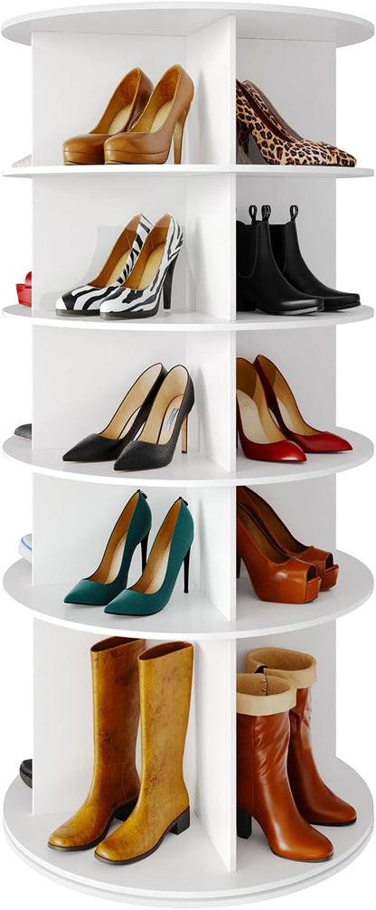 SpaceAid Rotating Shoe Rack 5 Tier Organizer, High Bottom Design Shoe Tower by SpaceAid