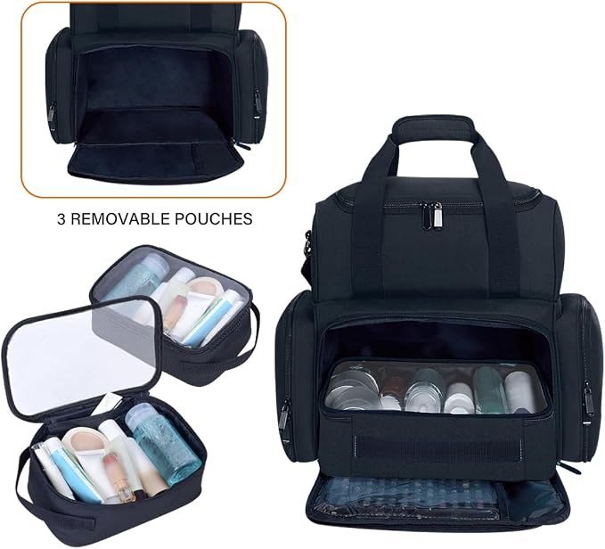 Large Makeup Cosmetic Bag with 3 Removable Case and 2 Removable Dividers Double - Image 5