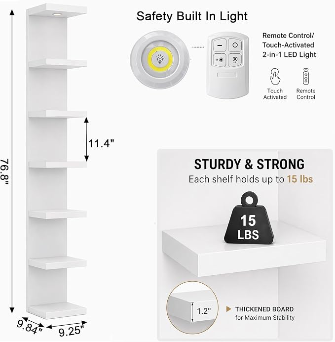 LitaEther Versatile 7 Tier Wall Shelf Unit, Display Floating Shelf - Image 3