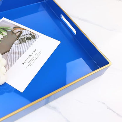 Spsyrine Blue Decorative Tray for Living Room, Square Modern Plastic Coffee - Image 5