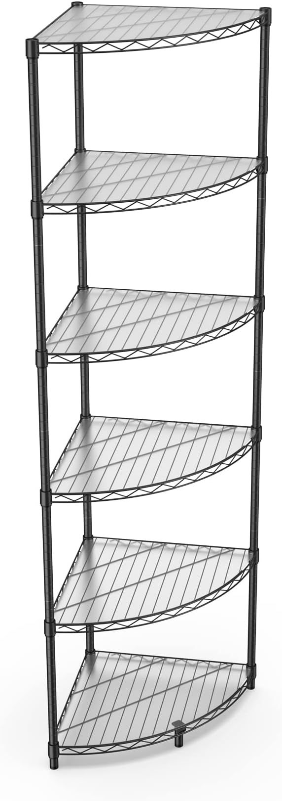 Black 6 Tier NSF Metal Triangular Corner Wire Shelving Units, 420lbs Storage by Home