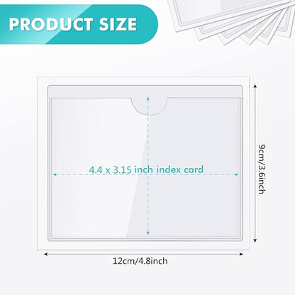 Chinco 50 Pack 3" x 4.5" Clear Adhesive Pockets, Index Card Pockets - Image 2