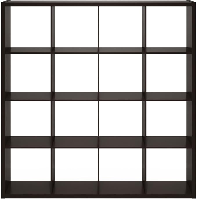 Furinno Cubicle 16-Cube Book Shelf, Extra Thick Frame Bookshelf, Dark Oak | - Image 9