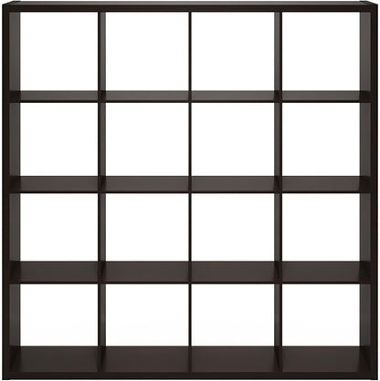 Furinno Cubicle 16-Cube Book Shelf, Extra Thick Frame Bookshelf, Dark Oak | - Image 9