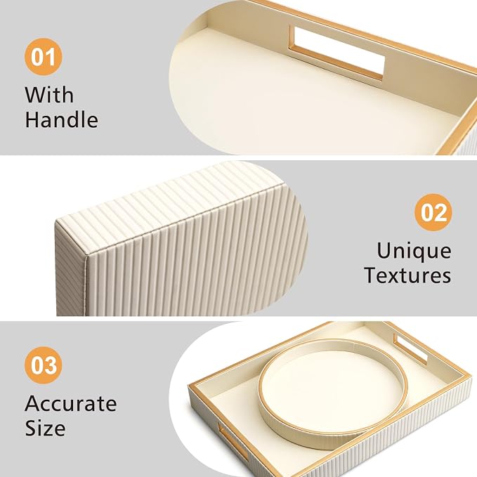 SANZIE Leather Tray Desktop Storage Organizer Premium Serving Tray Decorative - Image 3