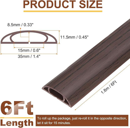 HARFINGTON 6ft Cord Cover Floor W0.6 x H0.33 Inner Channel PVC Hide Extension - Image 2