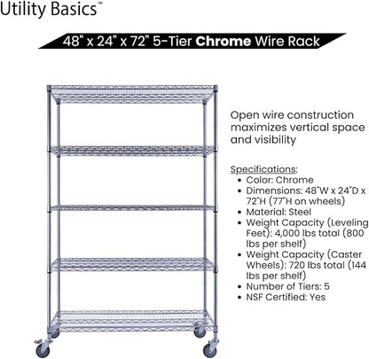 NSF Commercial 5-Tier Wire Shelving - Image 5