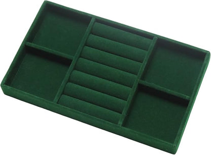 Velvet Jewelry Trays for Drawers, Dark Green 2-in-1 | Stackable Jewelry Drawer by Unknown