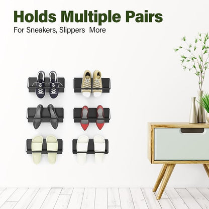 Foldable Wall Mounted Shoe Rack Set of 4, Metal Hanging Shoe Organizer - Image 6