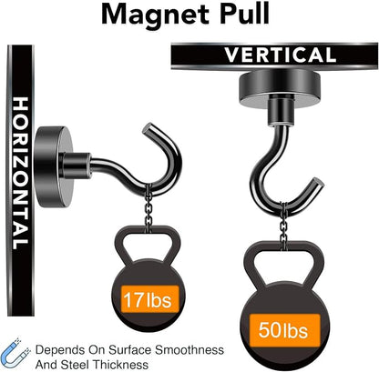 MIKEDE Magnetic Hooks, 50Lbs Strong Neodymium Black Magnet Hook - Image 3