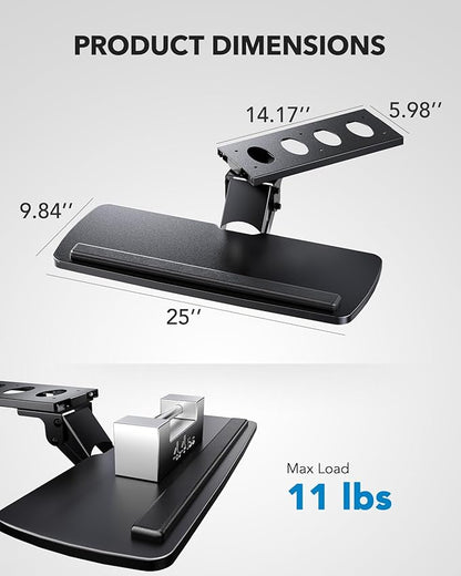 HUANUO Keyboard Tray Under Desk, 360 Adjustable Ergonomic Sliding Keyboard & - Image 6