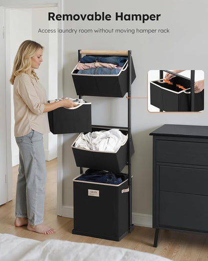 SOLEDI 4 Section Laundry Hamper Sorter, Stackable Laundry Basket Organizer - Image 5