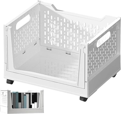 Rolling Book Cart - 40L Foldable Storage Container Mobile Basket - Image 9