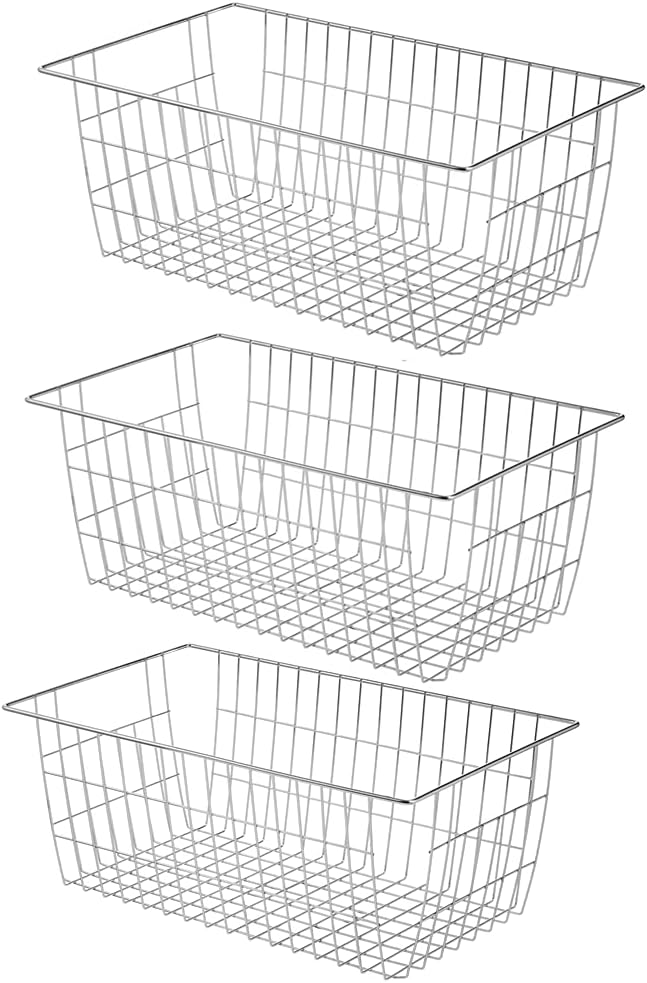 Slideep Wire Baskets Farmhouse Freezer Organizer Storage Bin Basket by WelcometotheSlideep