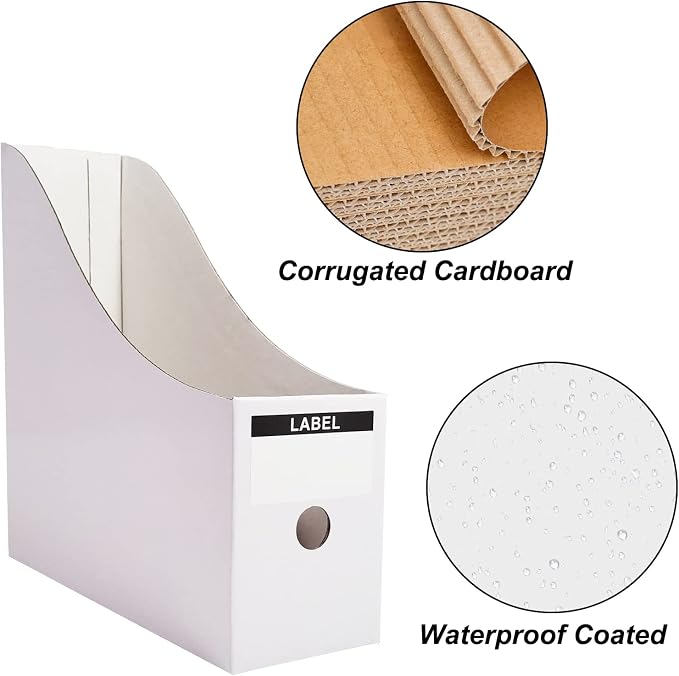 Limitliho 6 Pack White Cardboard Magazine Holder - Image 5