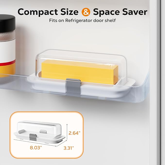 Pisol Butter Dish with Lid for Countertop and Refrigerator Door Shelf, Airtight - Image 5