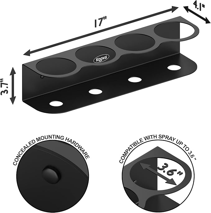 Koova 4 All-Purpose Spray Bottle Holder | Easy Install Wall Mount Hardware - Image 4