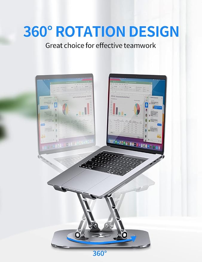 Adjustable Laptop Stand with 360 Rotating Base, Computer Stand - Image 2