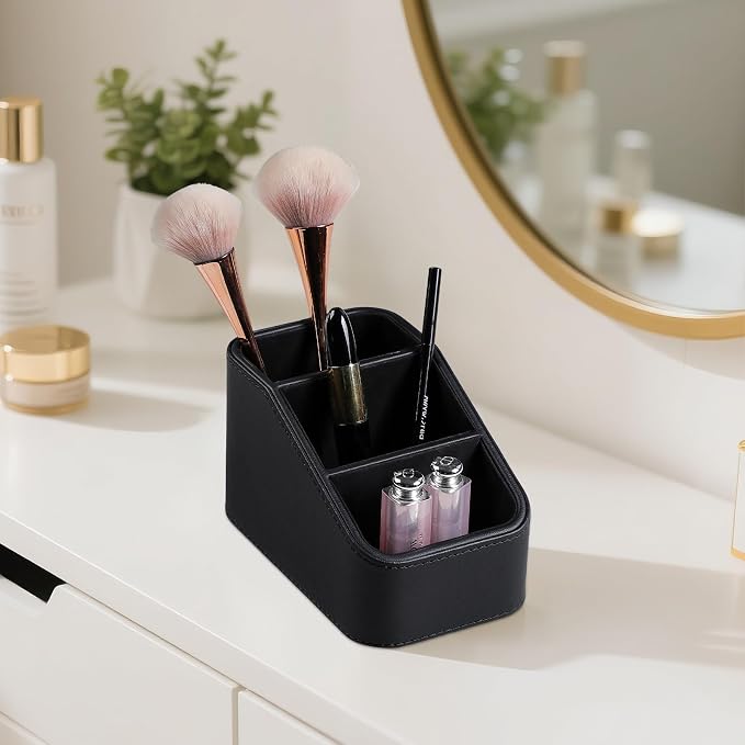 PU Leather Remote Control Holder, Small Desk Organizer Office Supply Bedside - Image 5