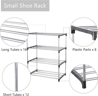 Small Shoe Rack, Narrow Stackable Shoe Shelf Organizer | - Image 5