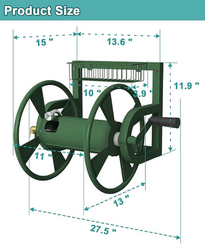 Artigarden Garden Wall Mounted Hose Reel, Outdoor Heavy-Duty Water Hose Holder - Image 2